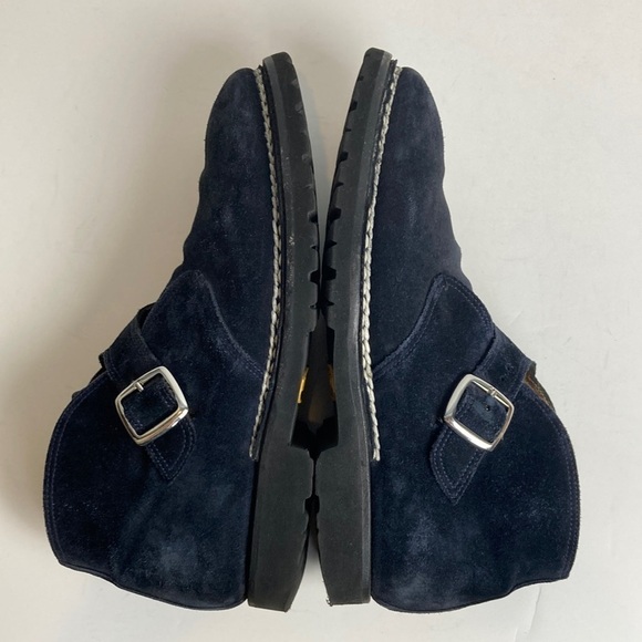BONTONI Visionario Men’s Navy Blue Suede Monk Boot 9.5 Italian Luxury Designer main image 2